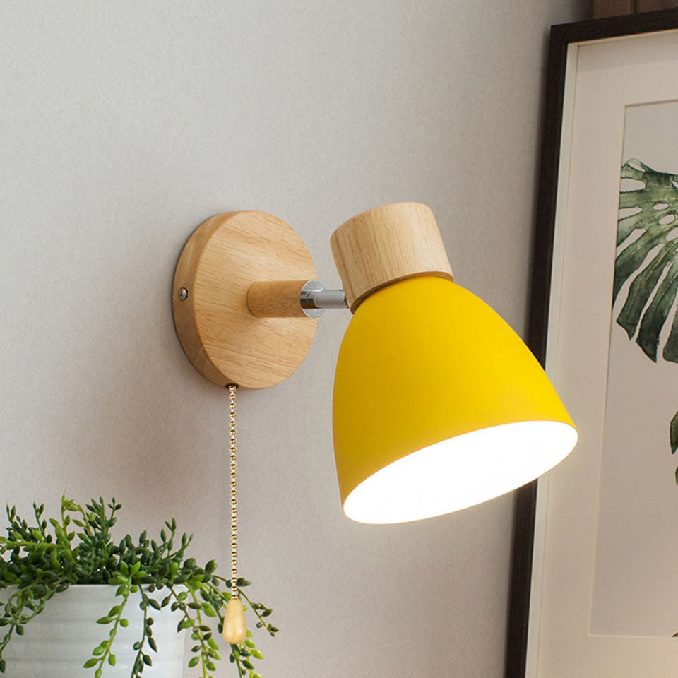 Moderne Houten Kegel Wandlamp | Minimalistische E27 LED-Lamp