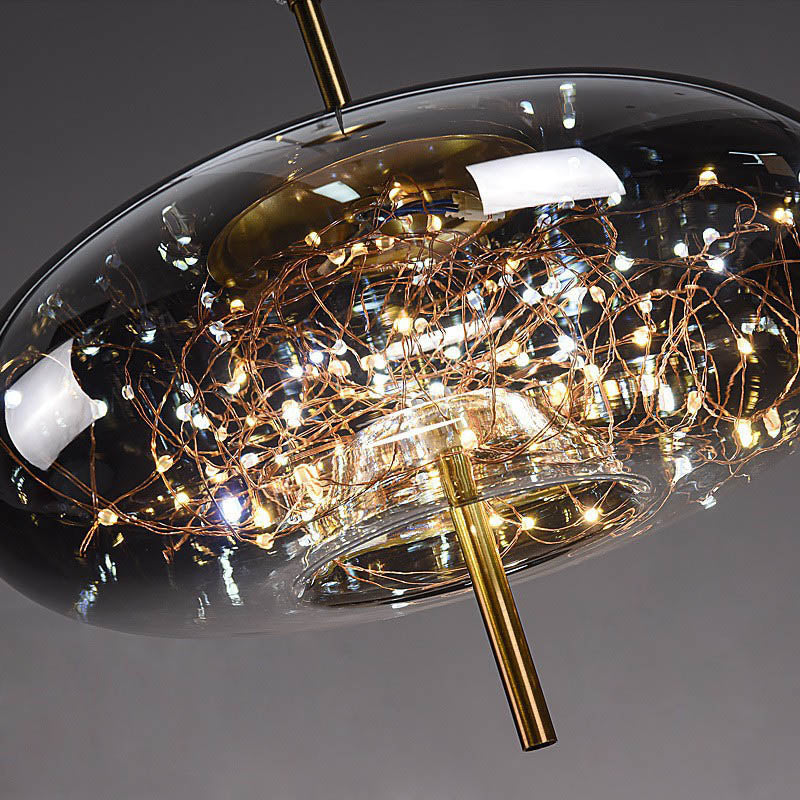 Skandinavisk glas-LED taklampa med varm design – bärnsten eller antracitgrå