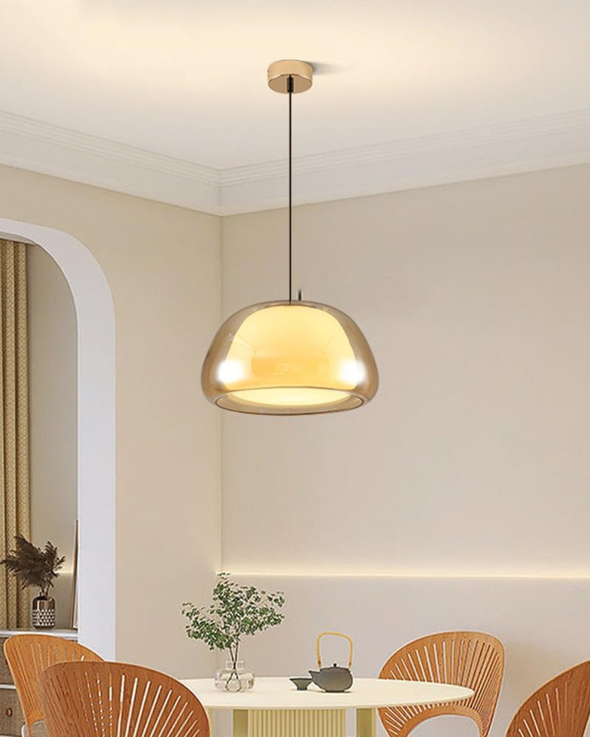Kristalheldere Koepel Glazen Hanglamp | Japandi Luxe Verlichting