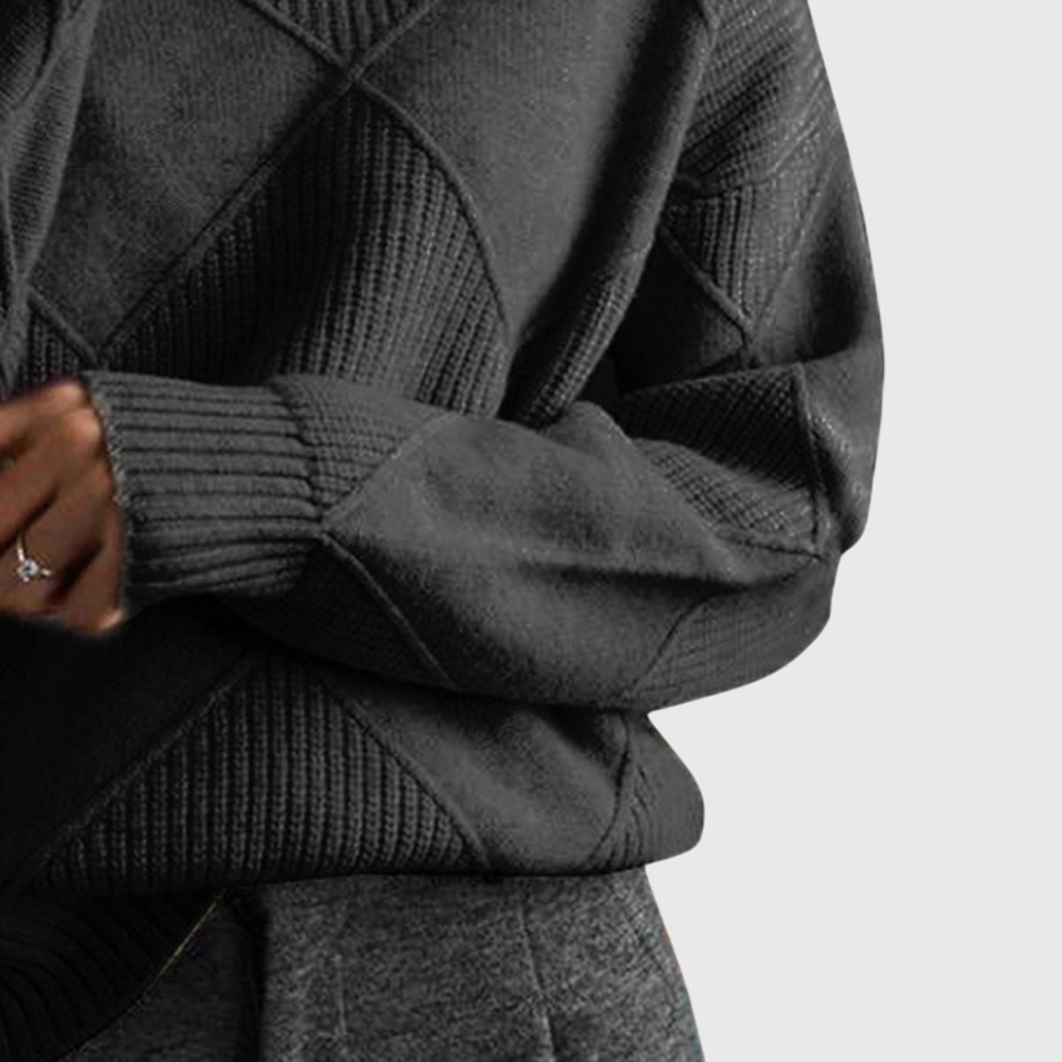 Damestrui Met Col | Oversized Wintertrui Met Diagonale Naden