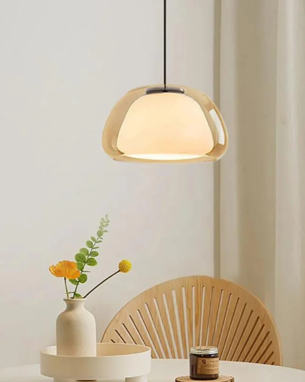 Kristalheldere Koepel Glazen Hanglamp | Japandi Luxe Verlichting