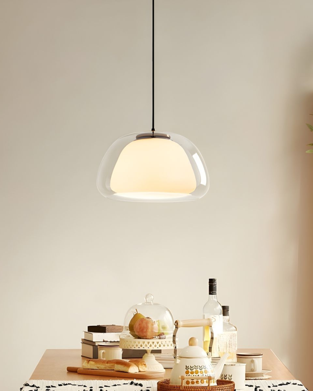 Kristalheldere Koepel Glazen Hanglamp | Japandi Luxe Verlichting