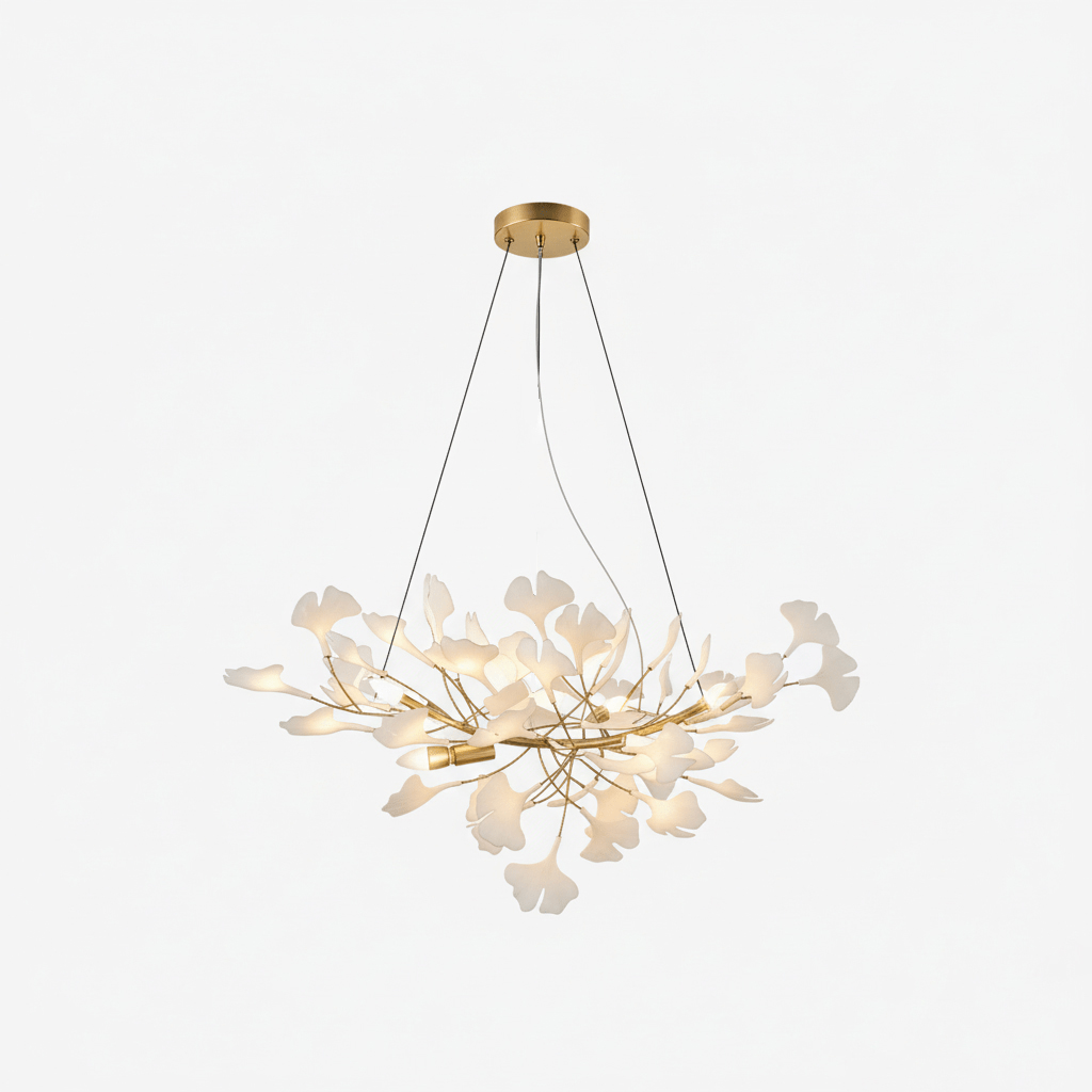 Horizon Bloom Gingko Chandelier | Handcrafted Porcelain Ginkgo Leaves
