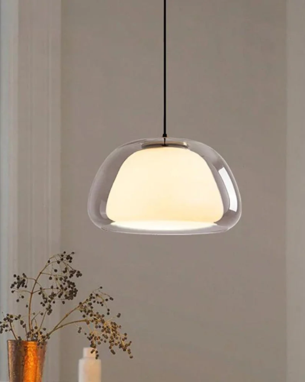 Kristalheldere Koepel Glazen Hanglamp | Japandi Luxe Verlichting