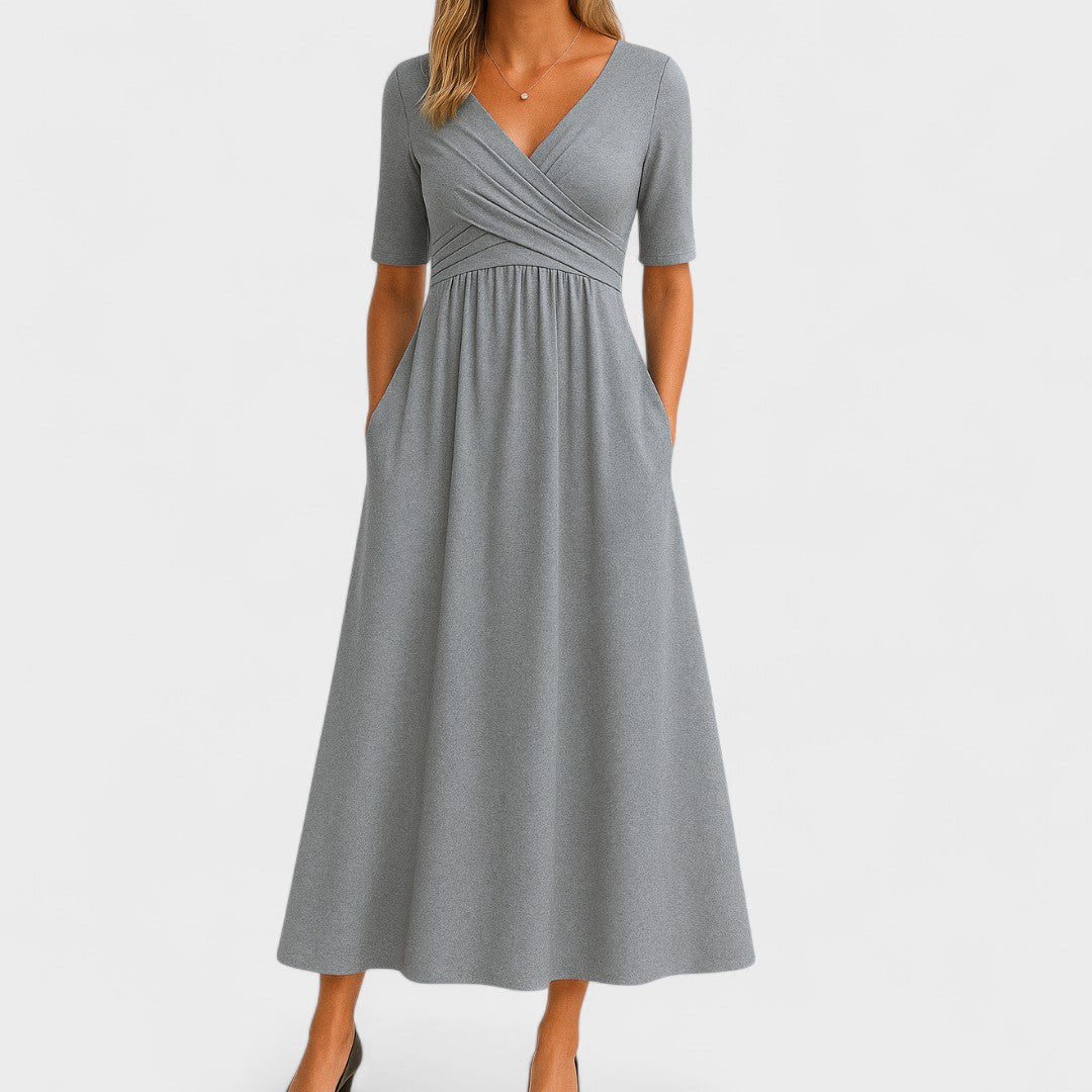 Elegante Midi Jurk Met Zakken | Vrouwelijke Jurk Voor Elke Dag