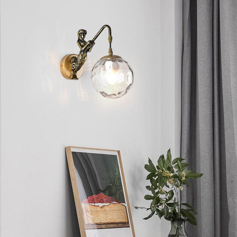 Applique Murale Moderne avec Abat-Jour en Verre et Finition Métallique