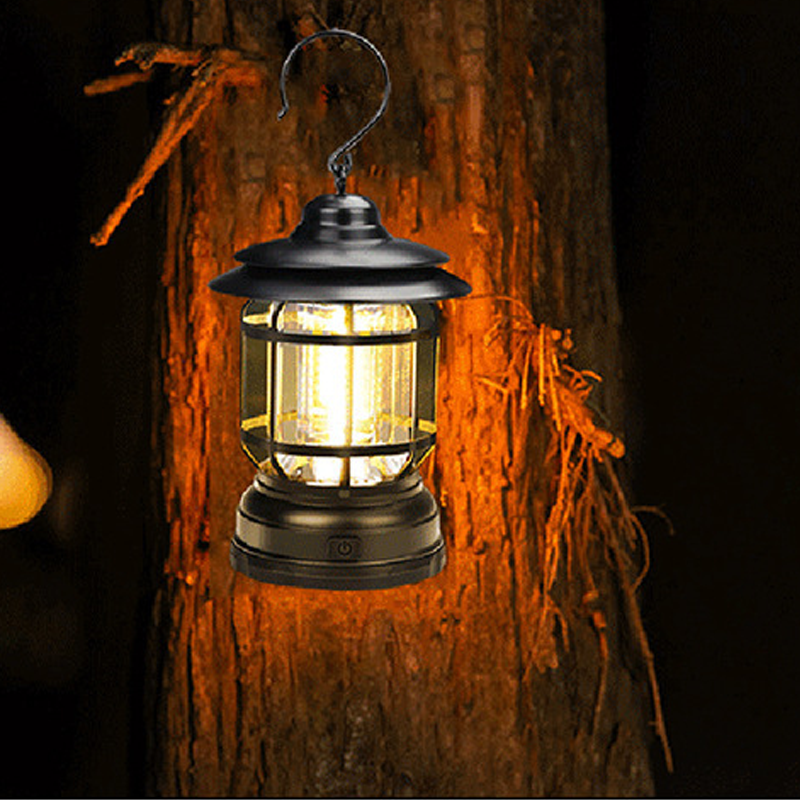 Bærbar retro-smartlampe | USB-genopladelig LED-campinglampe