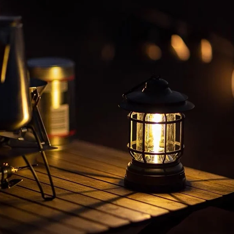 Bærbar retro-smartlampe | USB-genopladelig LED-campinglampe