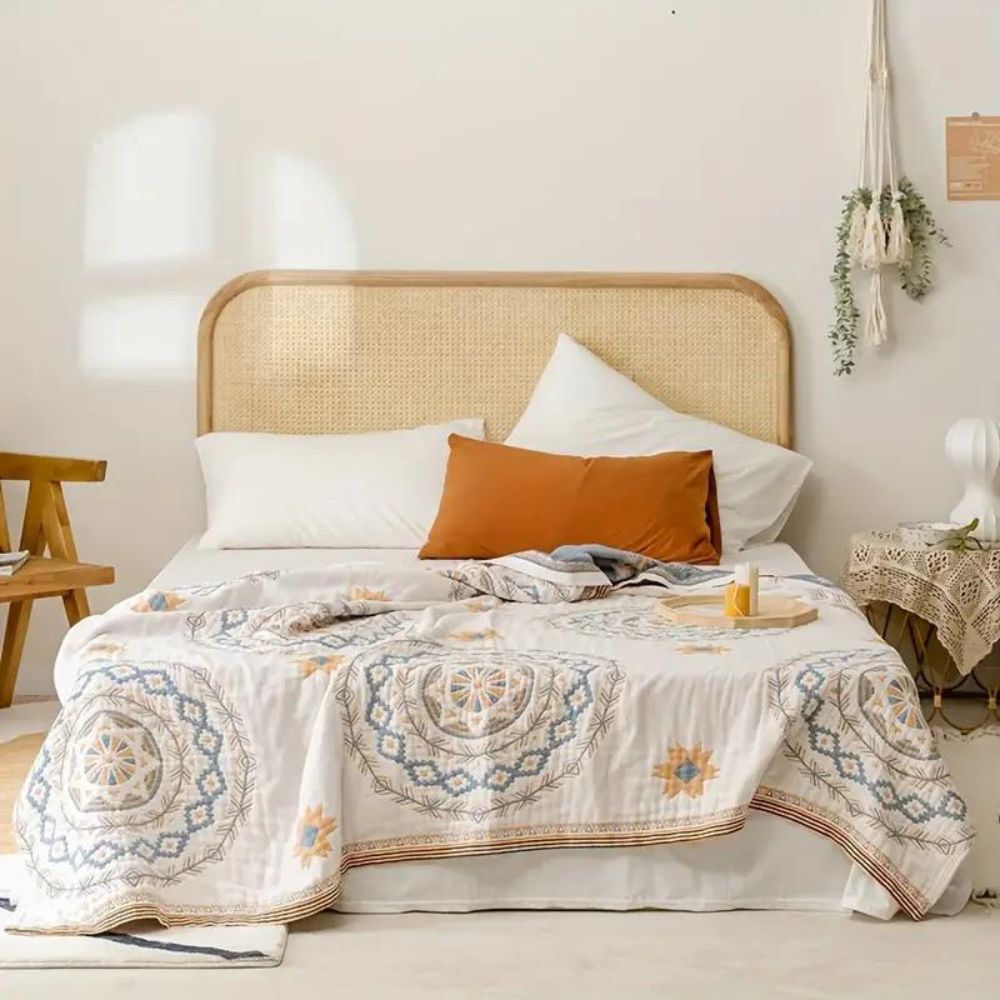 Serene Mandala Katoenen Plaid | Boho Decoratieve Deken