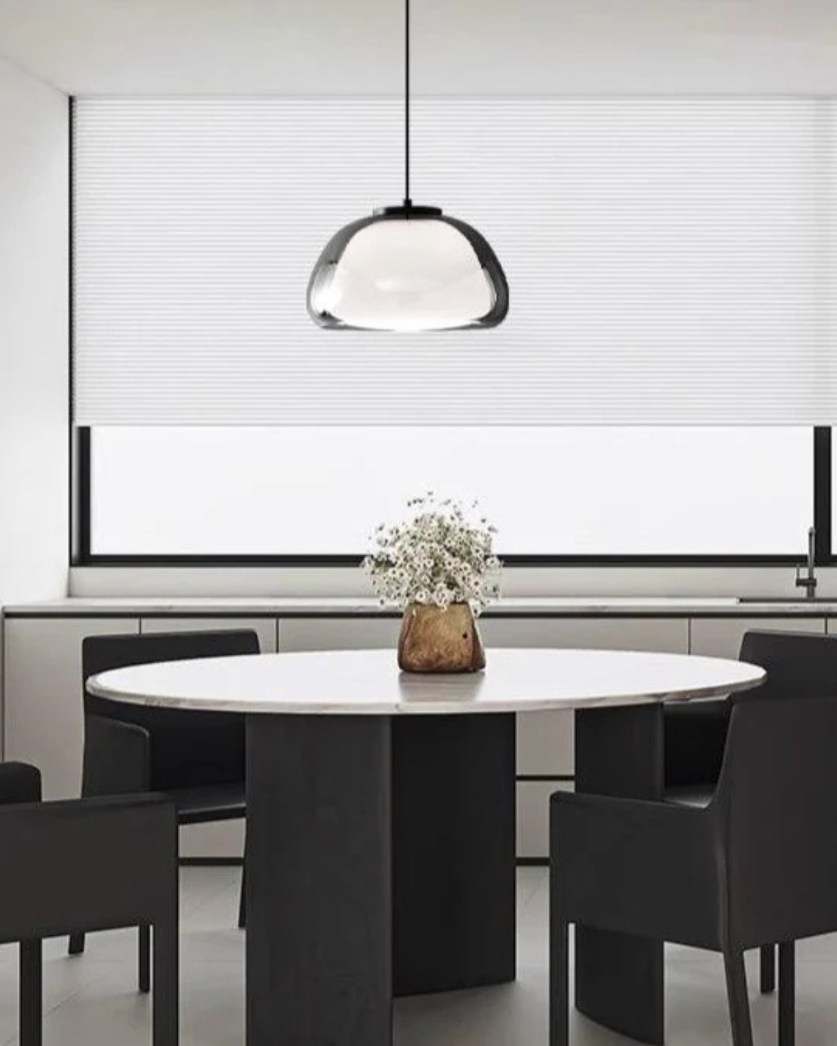 Kristalheldere Koepel Glazen Hanglamp | Japandi Luxe Verlichting