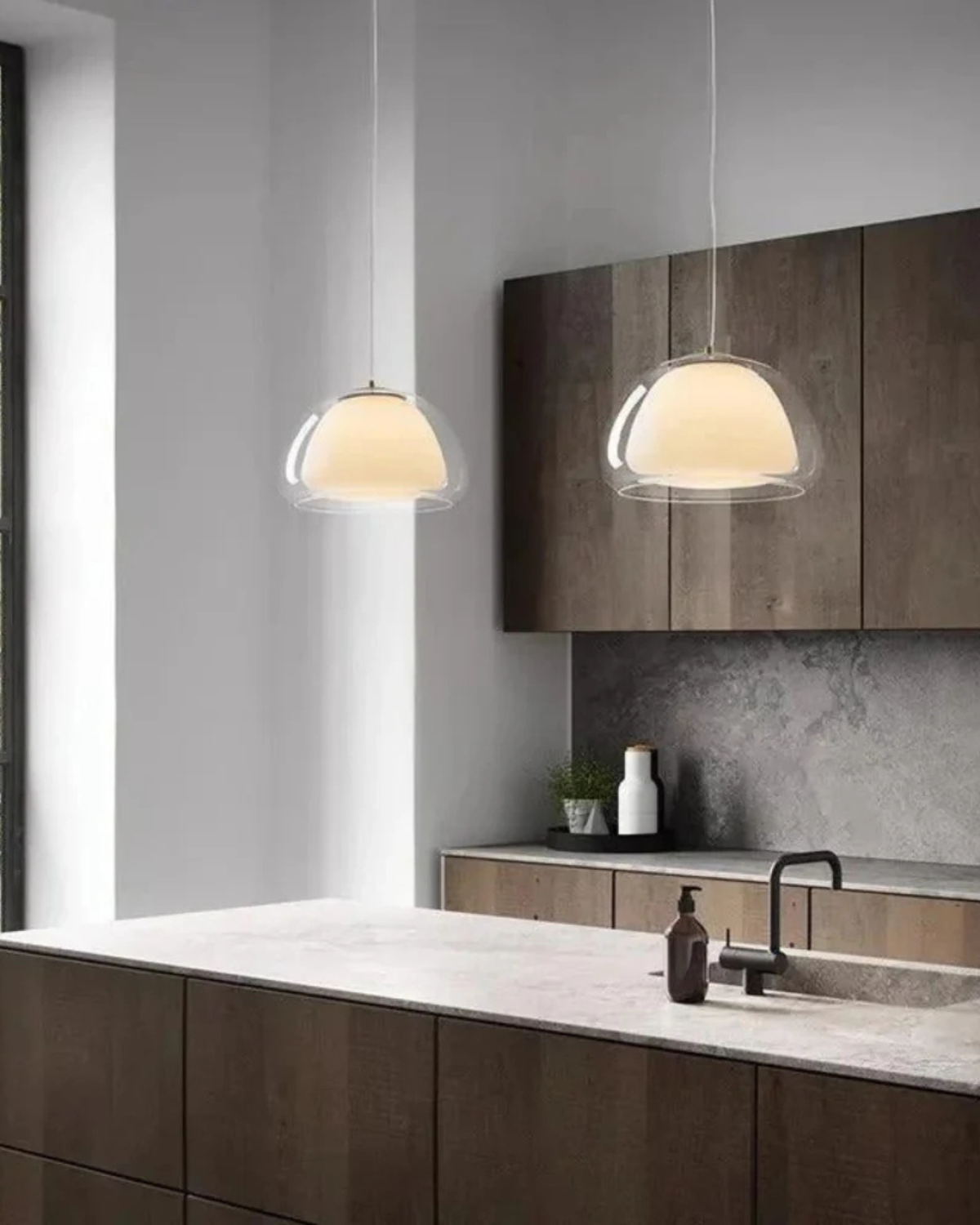 Kristalheldere Koepel Glazen Hanglamp | Japandi Luxe Verlichting