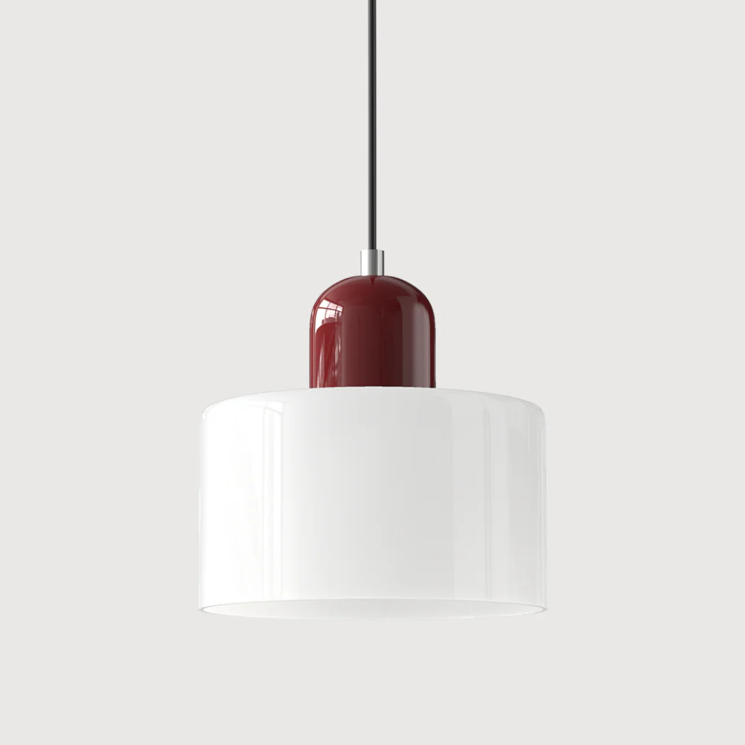 Retro Hanglamp met Oranje Glazen Kap & Groene Bovenzijde