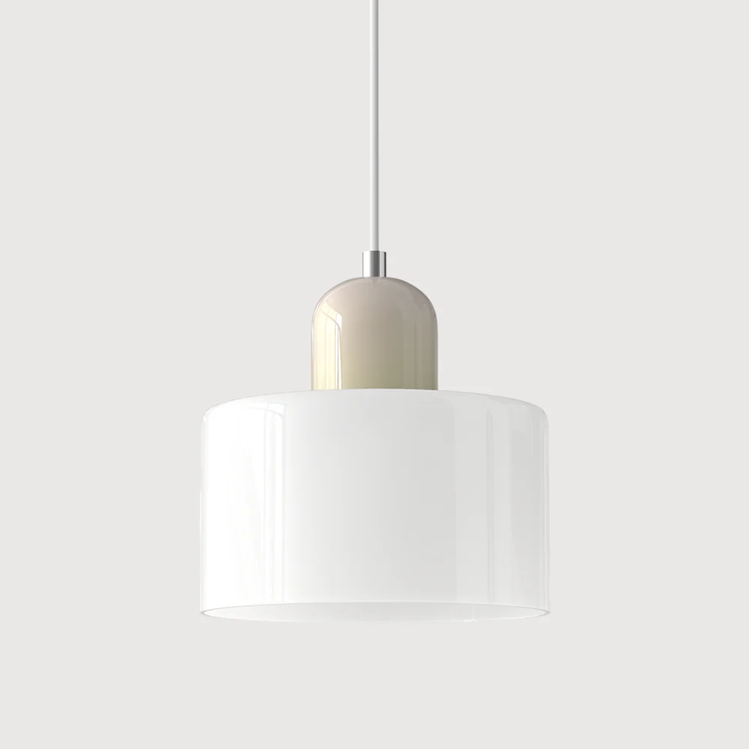 Retro Hanglamp met Oranje Glazen Kap & Groene Bovenzijde