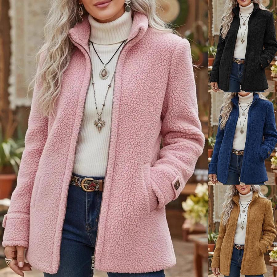 Dames Fleece Jasje Met Ritssluiting | Losse Pasvorm Met Opstaande Kraag