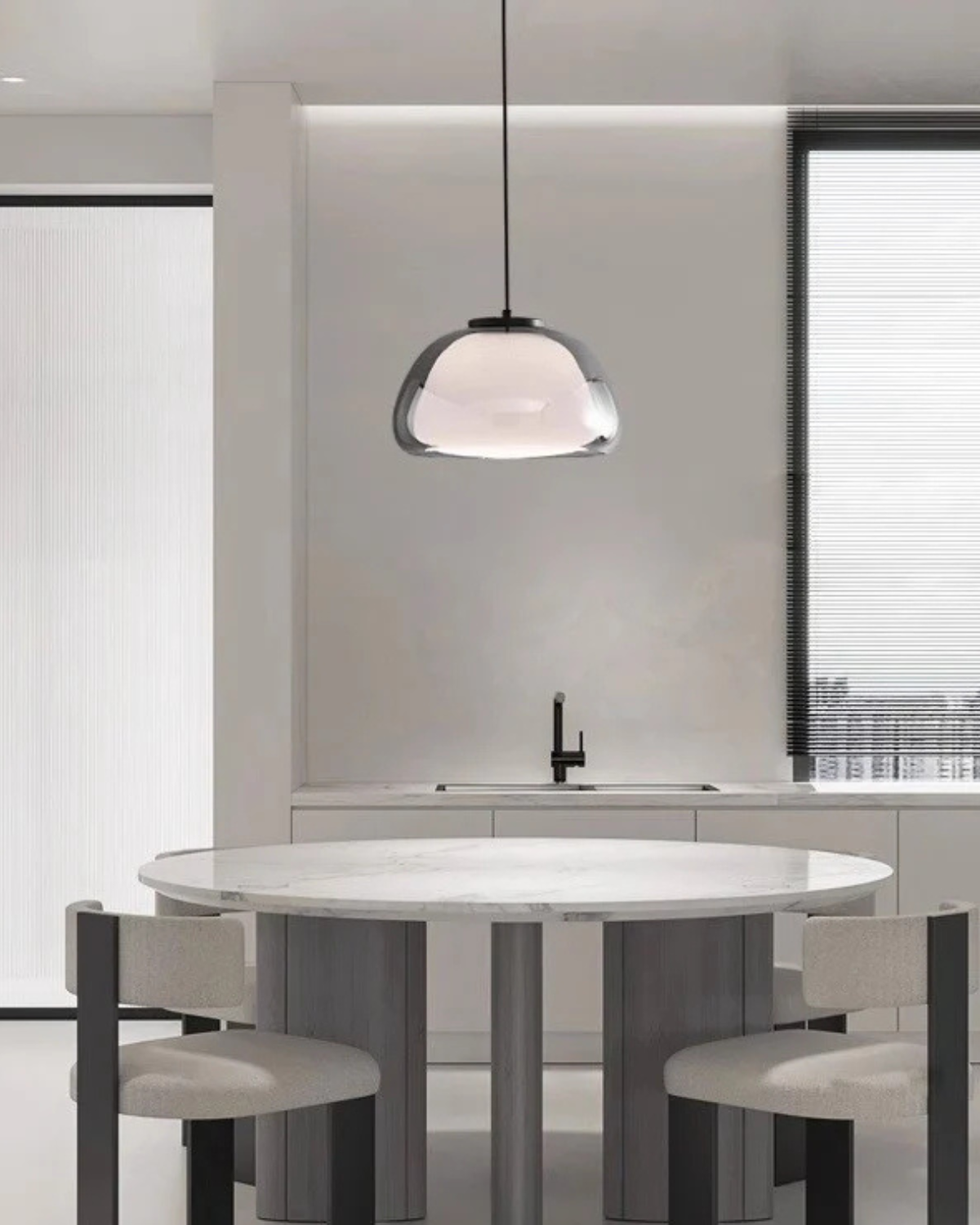 Kristalheldere Koepel Glazen Hanglamp | Japandi Luxe Verlichting