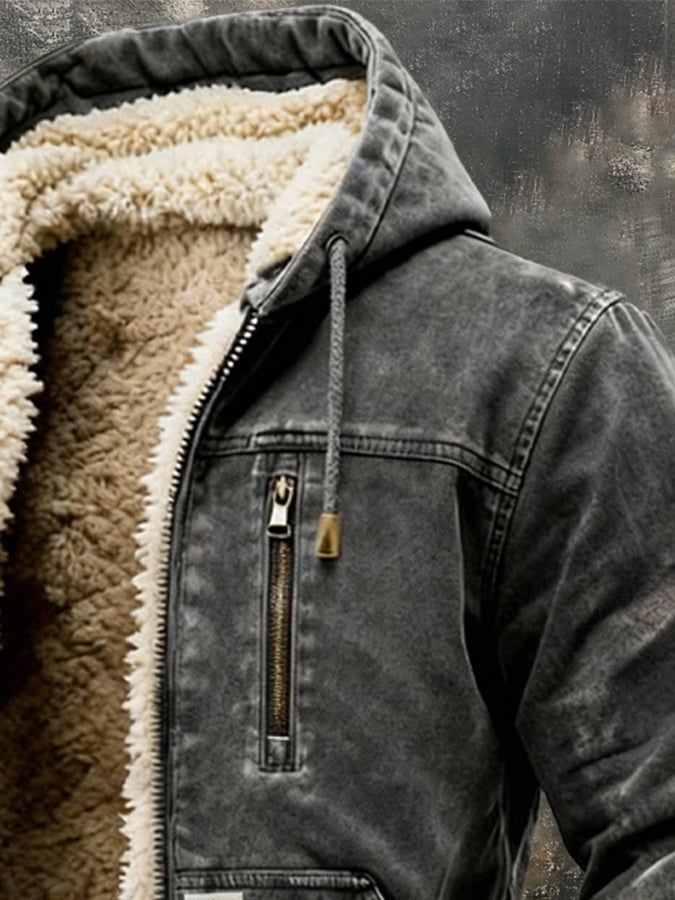 Abrigo térmico para hombre con forro de sherpa | Abrigo de invierno vintage