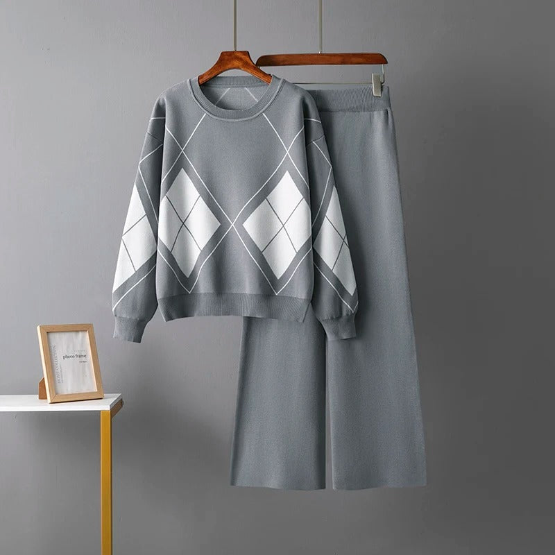Ensemble chaud composé d'un pull et d'un pantalon | Pull et pantalon en maille pour femme
