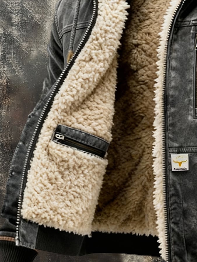 Abrigo térmico para hombre con forro de sherpa | Abrigo de invierno vintage