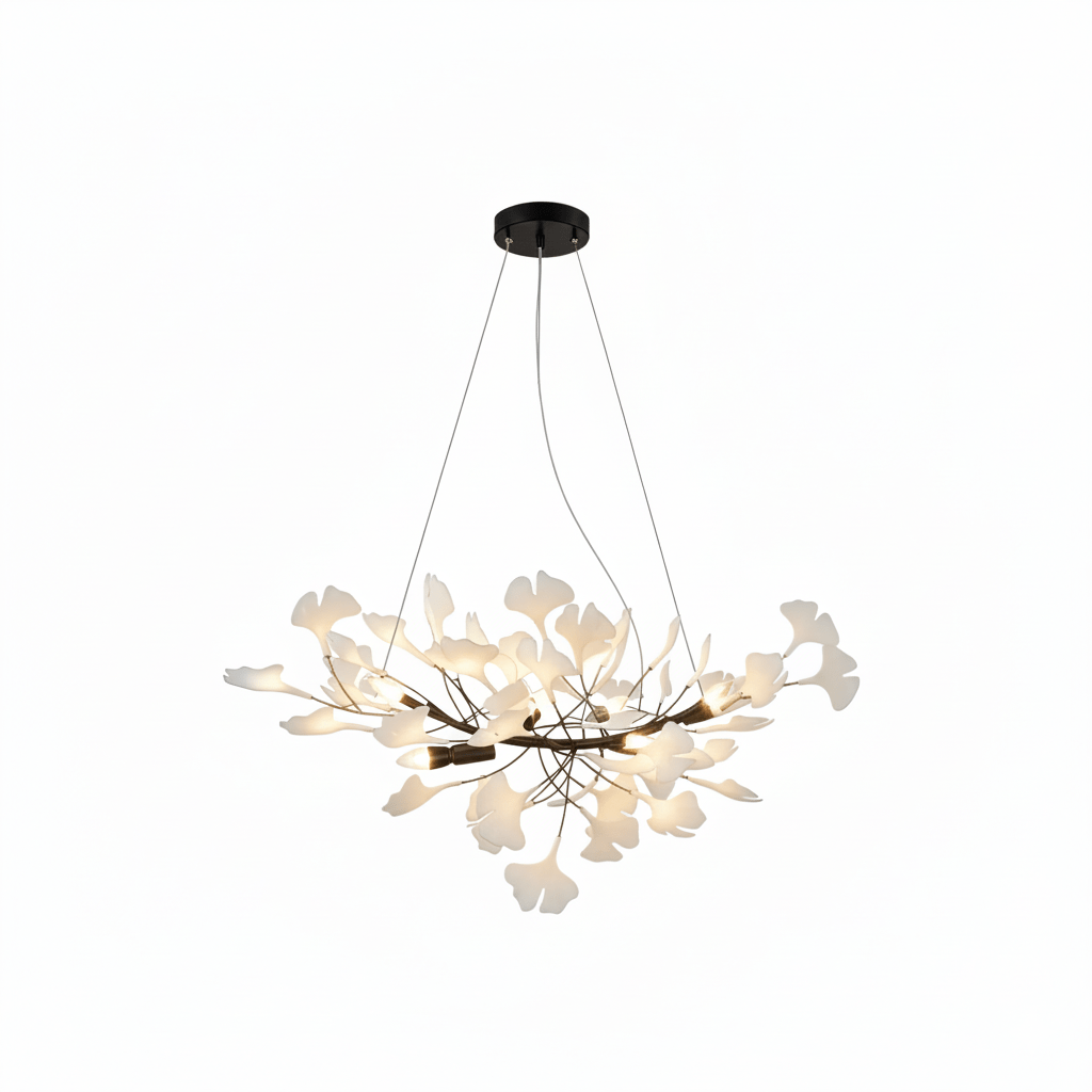 Horizon Bloom Gingko Chandelier | Handcrafted Porcelain Ginkgo Leaves