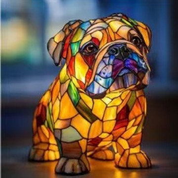 Kleurrijke Hondenlamp Van Hars | Decoratieve Dierenlamp