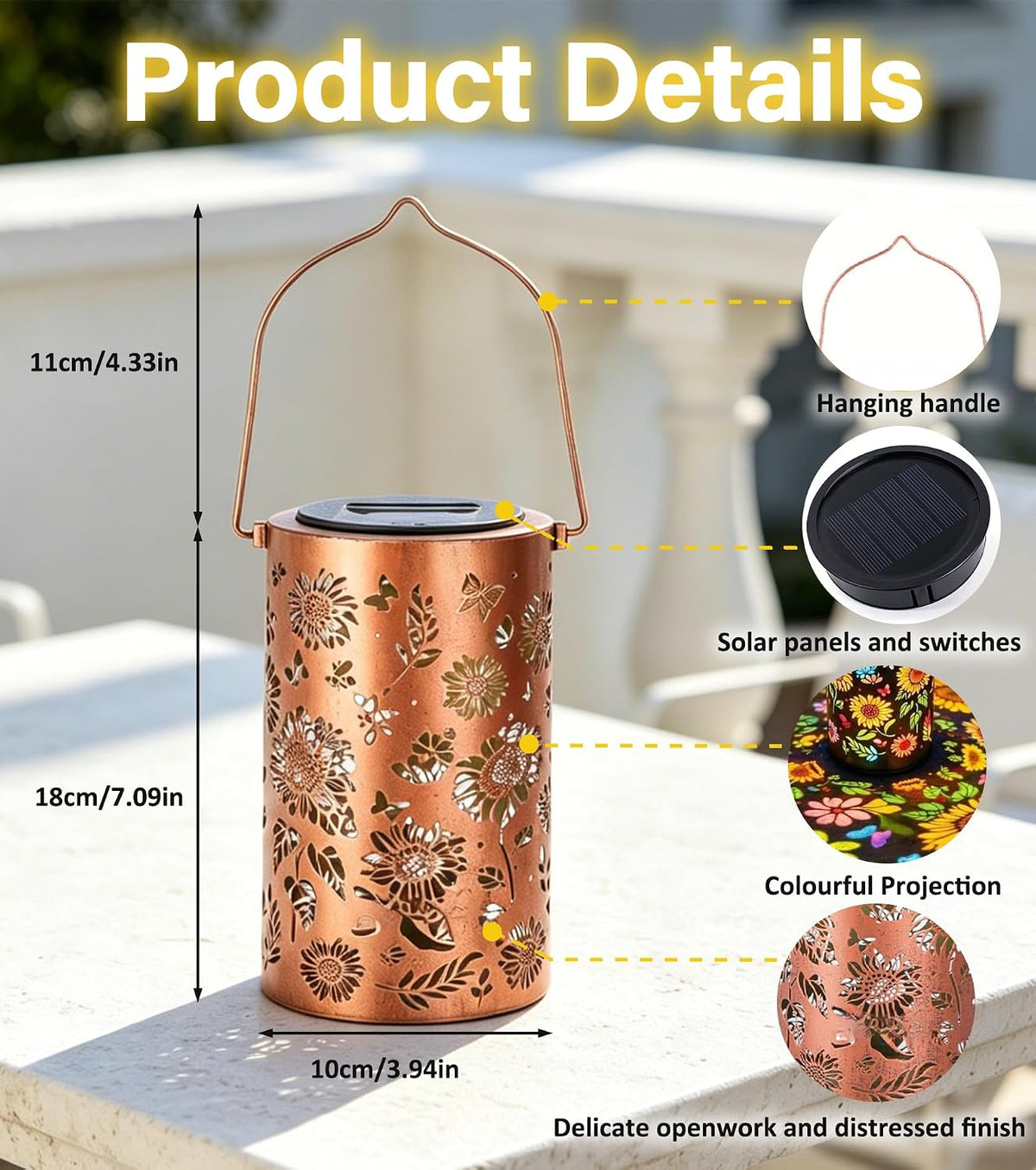 Solar Zonnebloem Tuinlamp | Rustieke Buitenlamp Voor Tuin