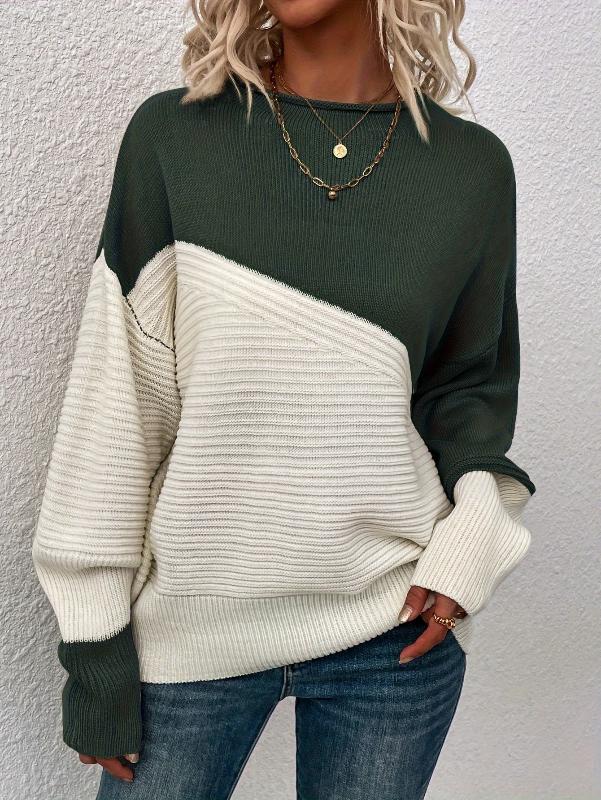 Pull doux et chaud | Pull pour femme à empiècements colorés et col roulé