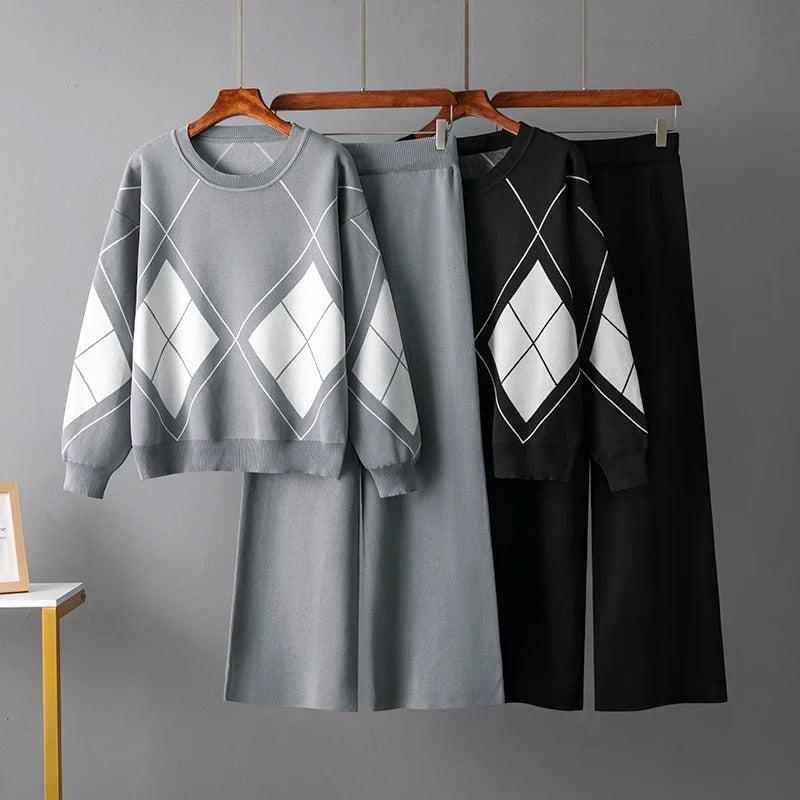 Ensemble chaud composé d'un pull et d'un pantalon | Pull et pantalon en maille pour femme