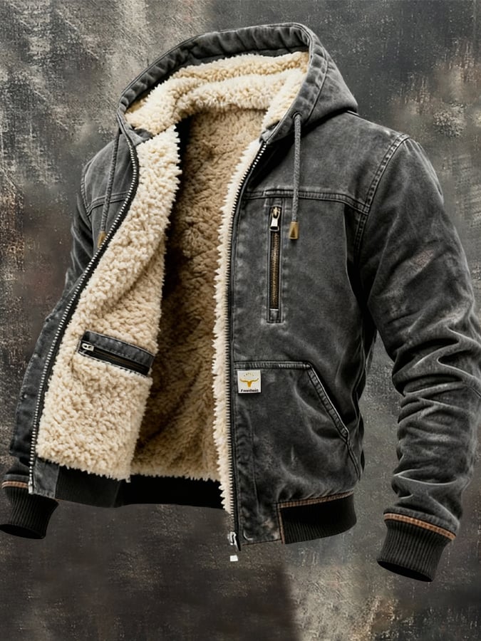 Abrigo térmico para hombre con forro de sherpa | Abrigo de invierno vintage