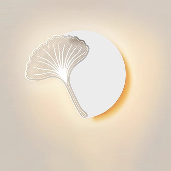 Minimalistisk LED-vägglampa med naturmotiv – Maskros, fjäder, ginkgo-blad eller fyrklöver