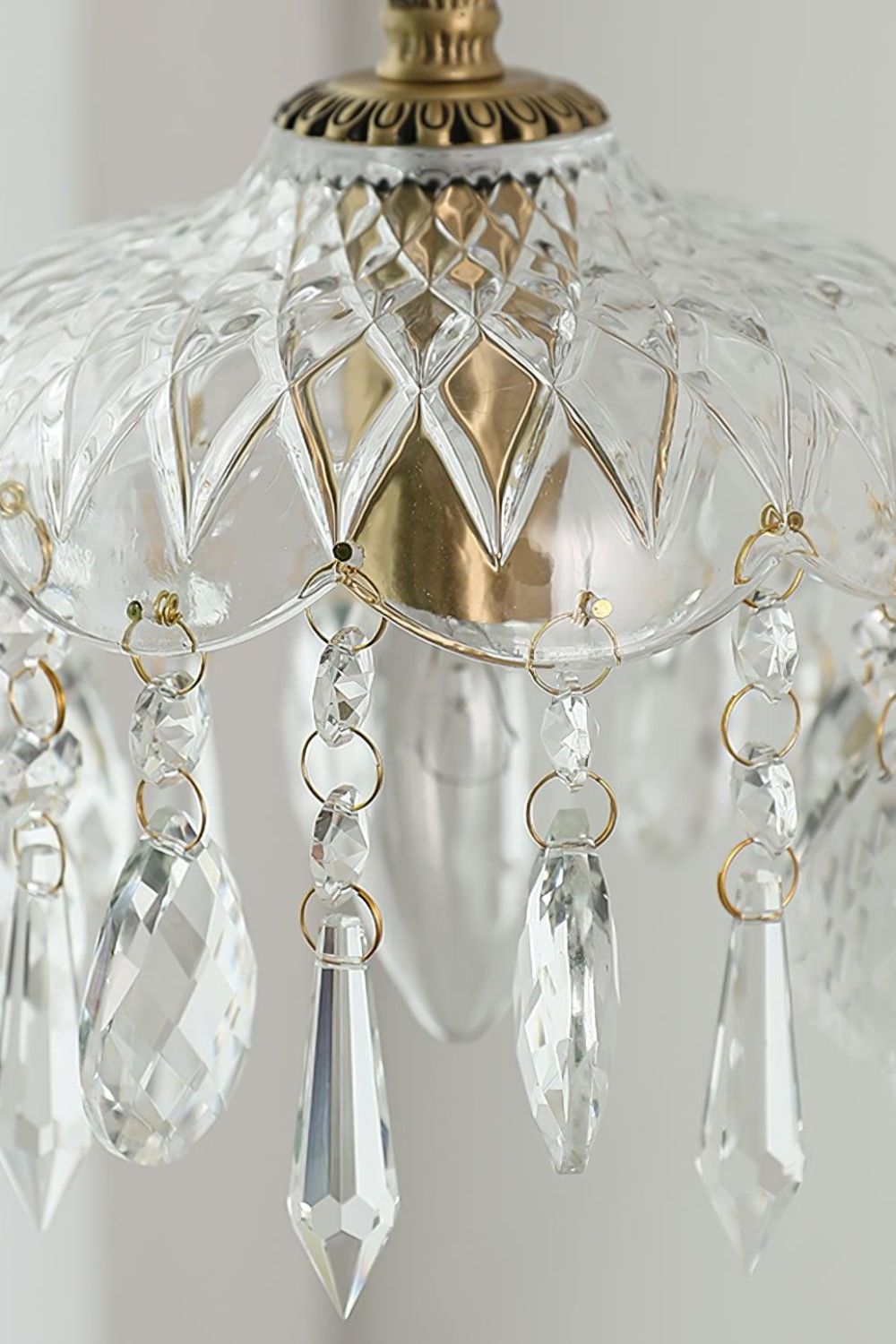 Komvormige Hanglamp | Vintage Messing & Glazen E14 Plafondlamp