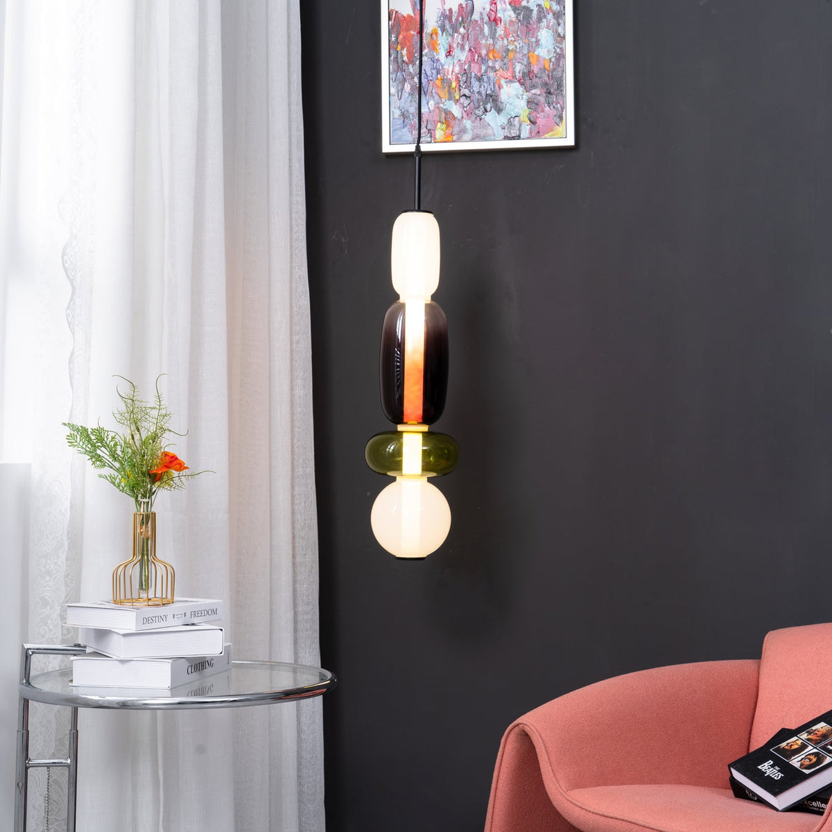 Scandinavische Candied-glazen hanglamp | Handgeblazen led