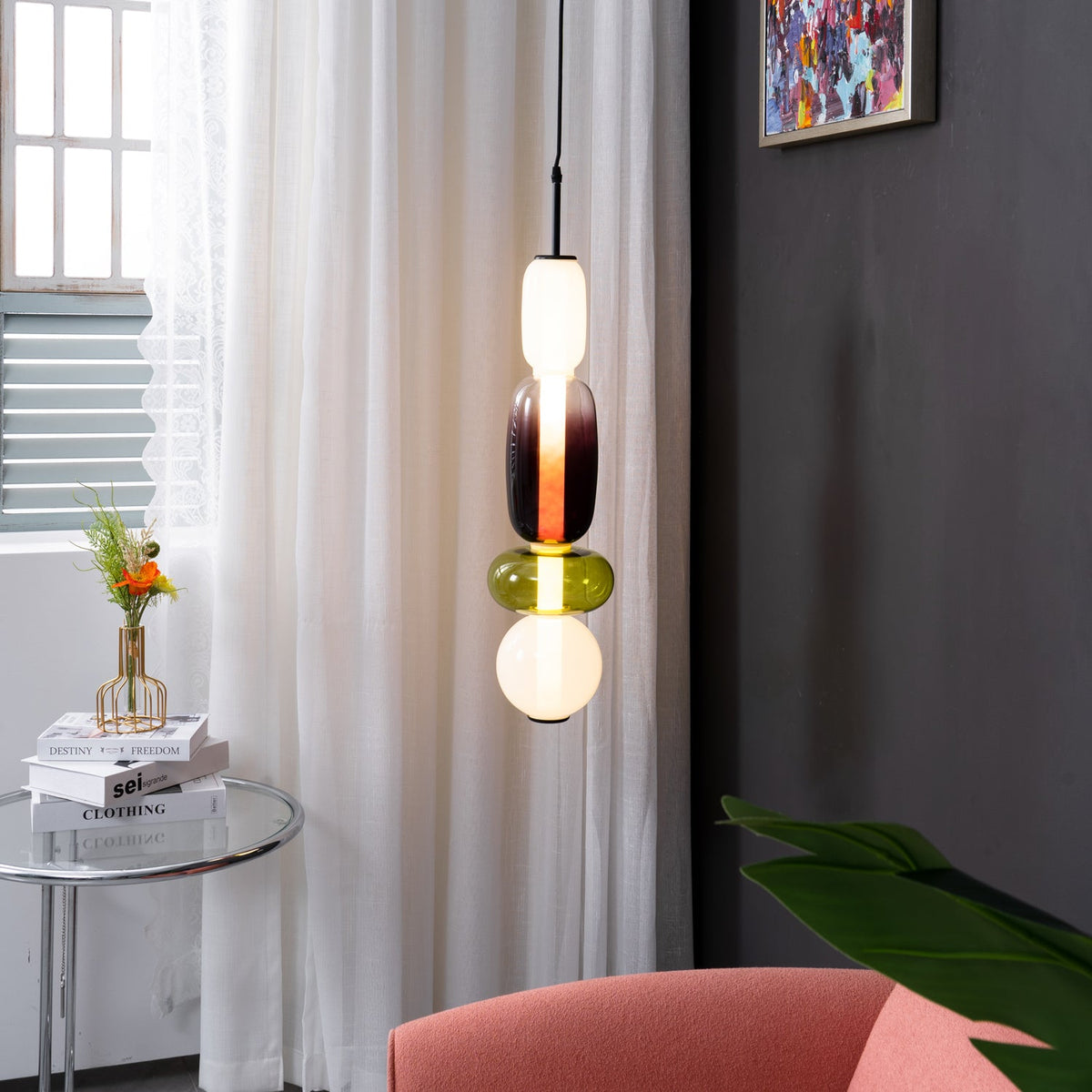 Scandinavische Candied-glazen hanglamp | Handgeblazen led