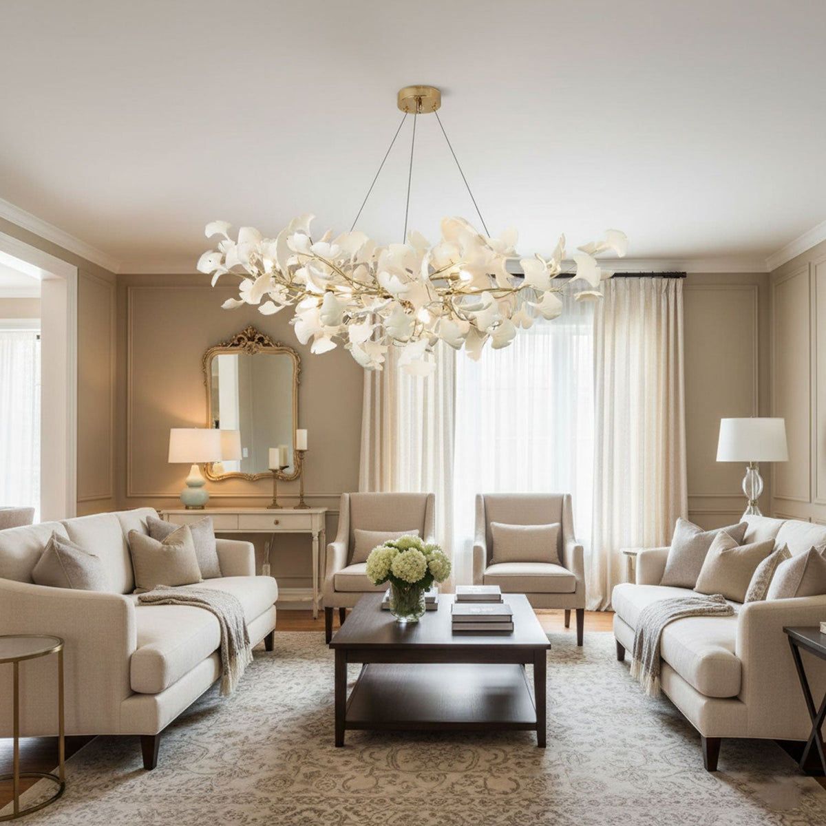 Horizon Bloom Gingko Chandelier | Handcrafted Porcelain Ginkgo Leaves