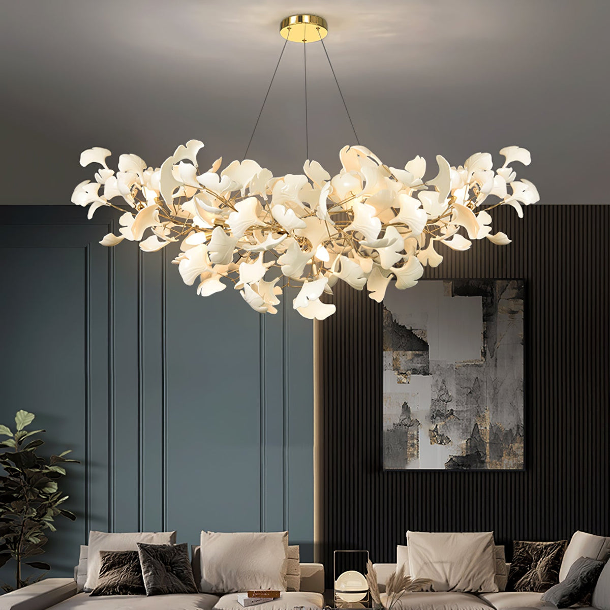 Horizon Bloom Gingko Chandelier | Handcrafted Porcelain Ginkgo Leaves