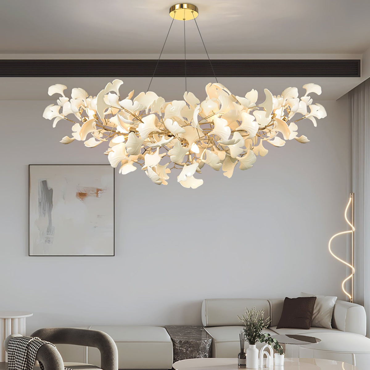 Horizon Bloom Gingko Chandelier | Handcrafted Porcelain Ginkgo Leaves