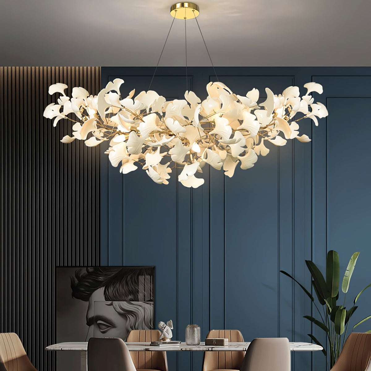 Horizon Bloom Gingko Chandelier | Handcrafted Porcelain Ginkgo Leaves