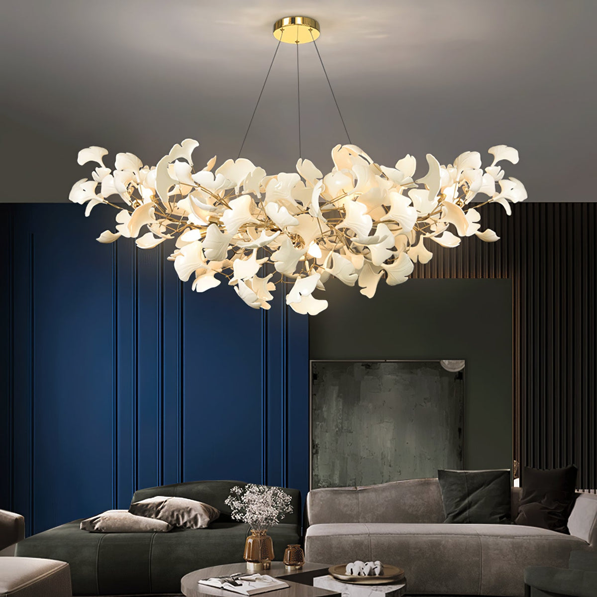 Horizon Bloom Gingko Chandelier | Handcrafted Porcelain Ginkgo Leaves