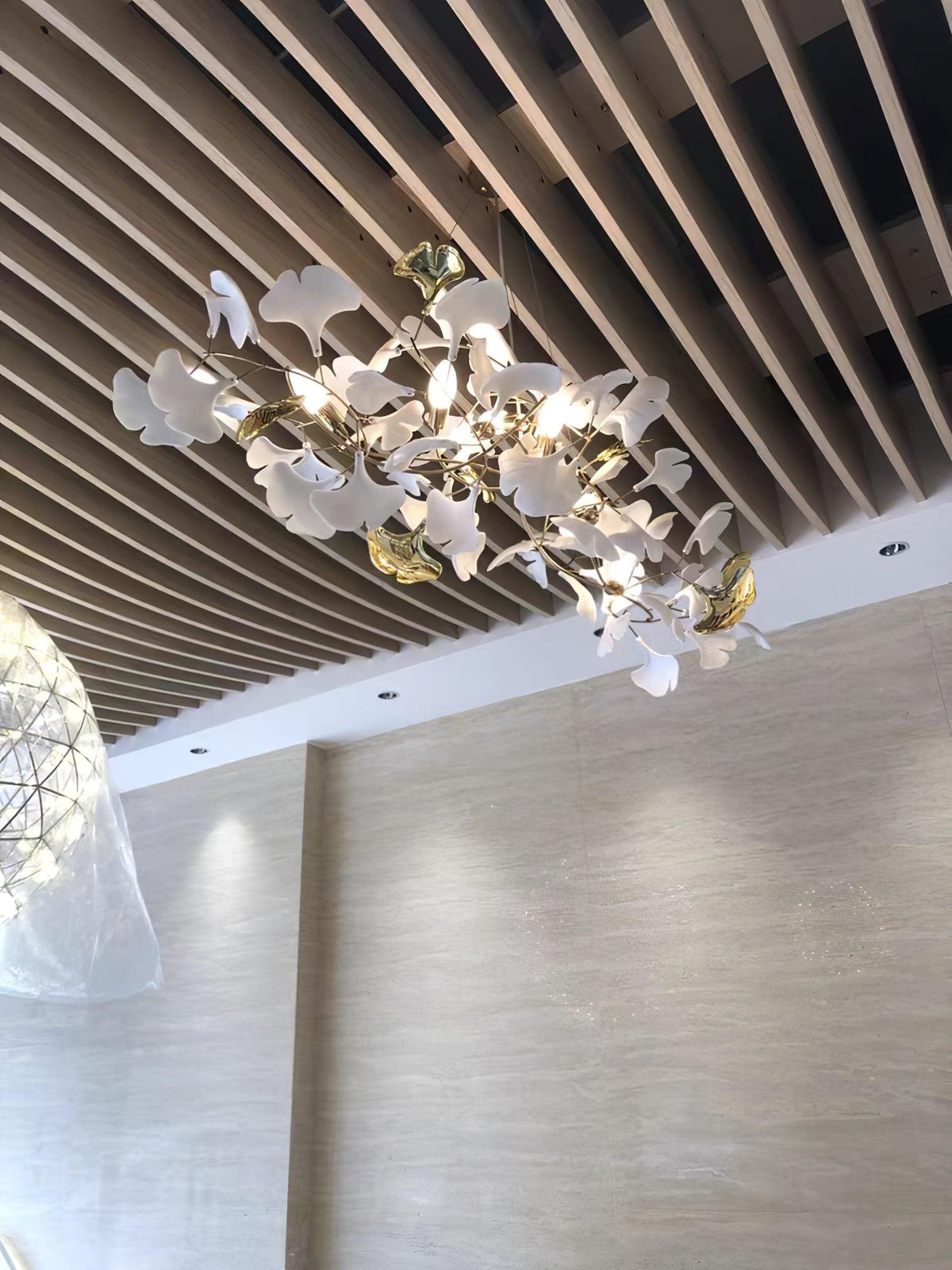 Horizon Bloom Gingko Chandelier | Handcrafted Porcelain Ginkgo Leaves