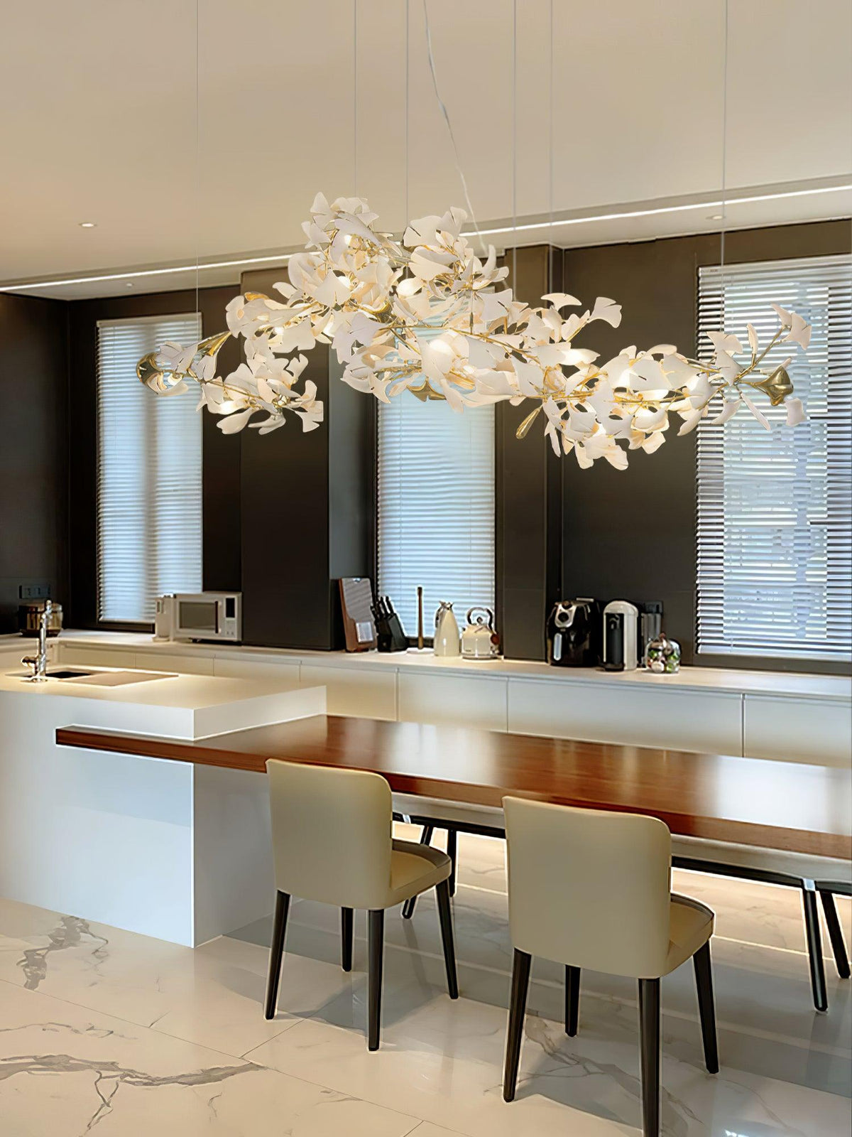 Horizon Bloom Gingko Chandelier | Handcrafted Porcelain Ginkgo Leaves