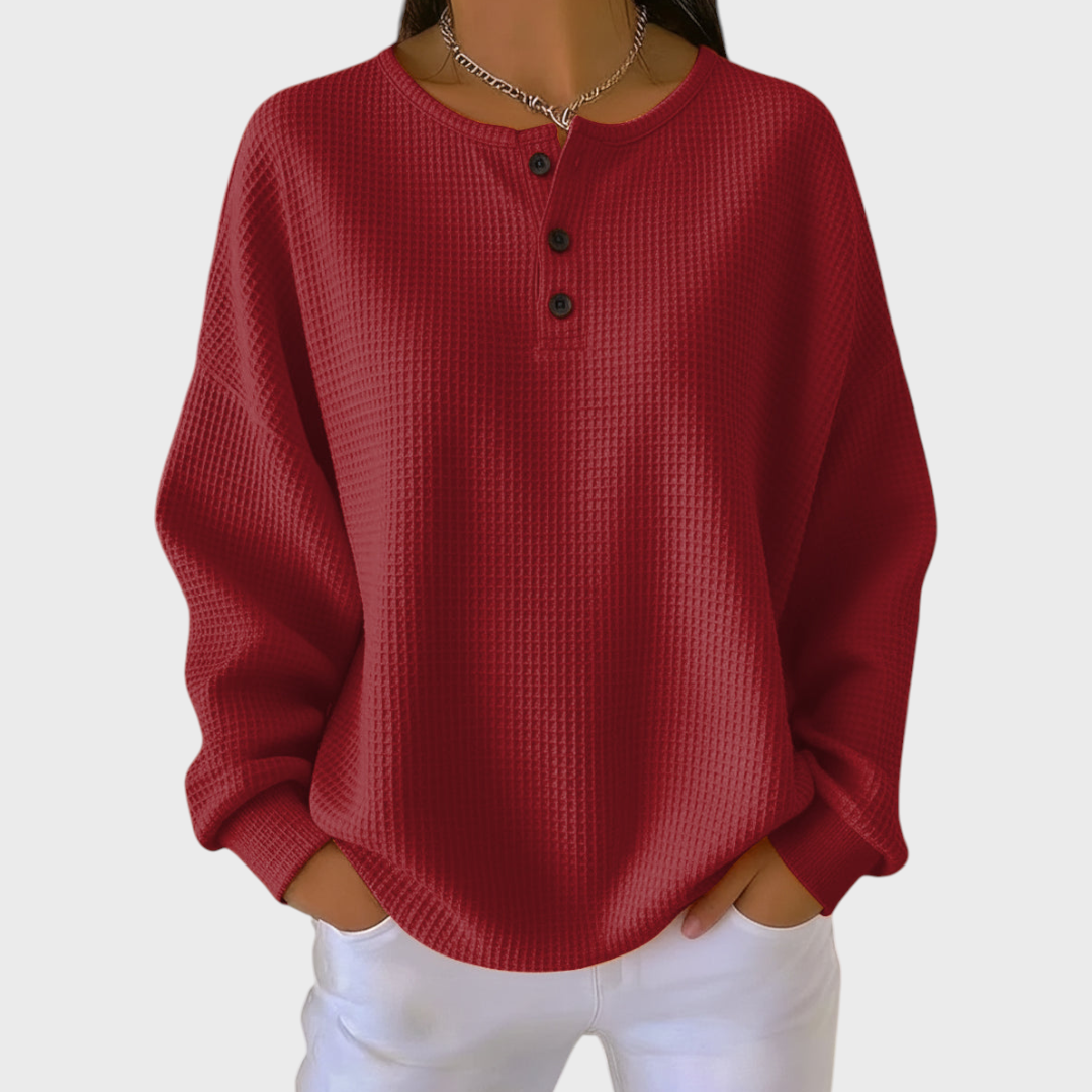 Pull pour femme en tissu gaufré doux | Pull décontracté et confortable