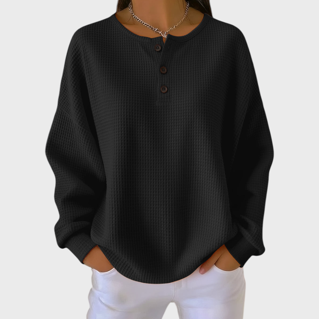 Pull pour femme en tissu gaufré doux | Pull décontracté et confortable