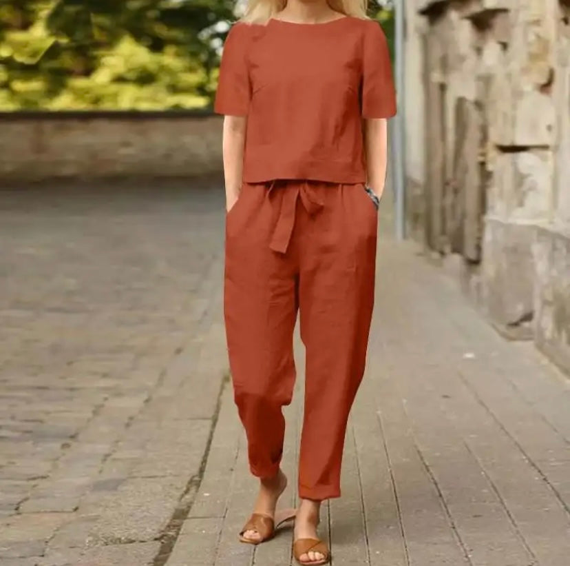 Conjunto de dos piezas de manga corta | Conjunto elegante para mujer