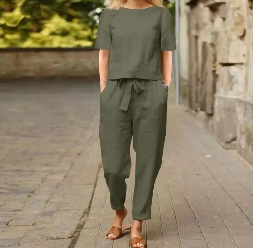 Conjunto de dos piezas de manga corta | Conjunto elegante para mujer
