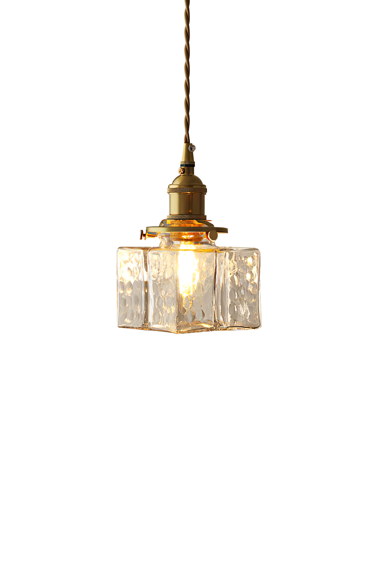 Jewel Vierkante Glazen Hanglamp | Handgeblazen Glas & Messing