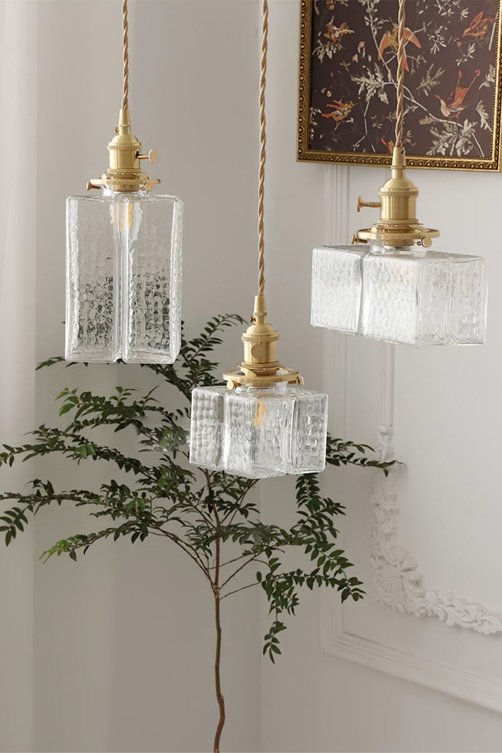Jewel Vierkante Glazen Hanglamp | Handgeblazen Glas & Messing