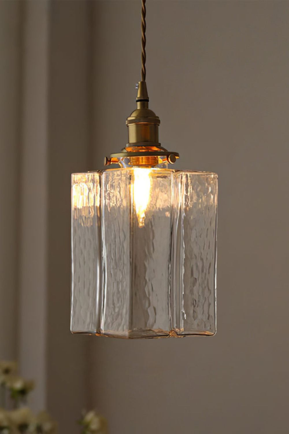 Jewel Vierkante Glazen Hanglamp | Handgeblazen Glas & Messing