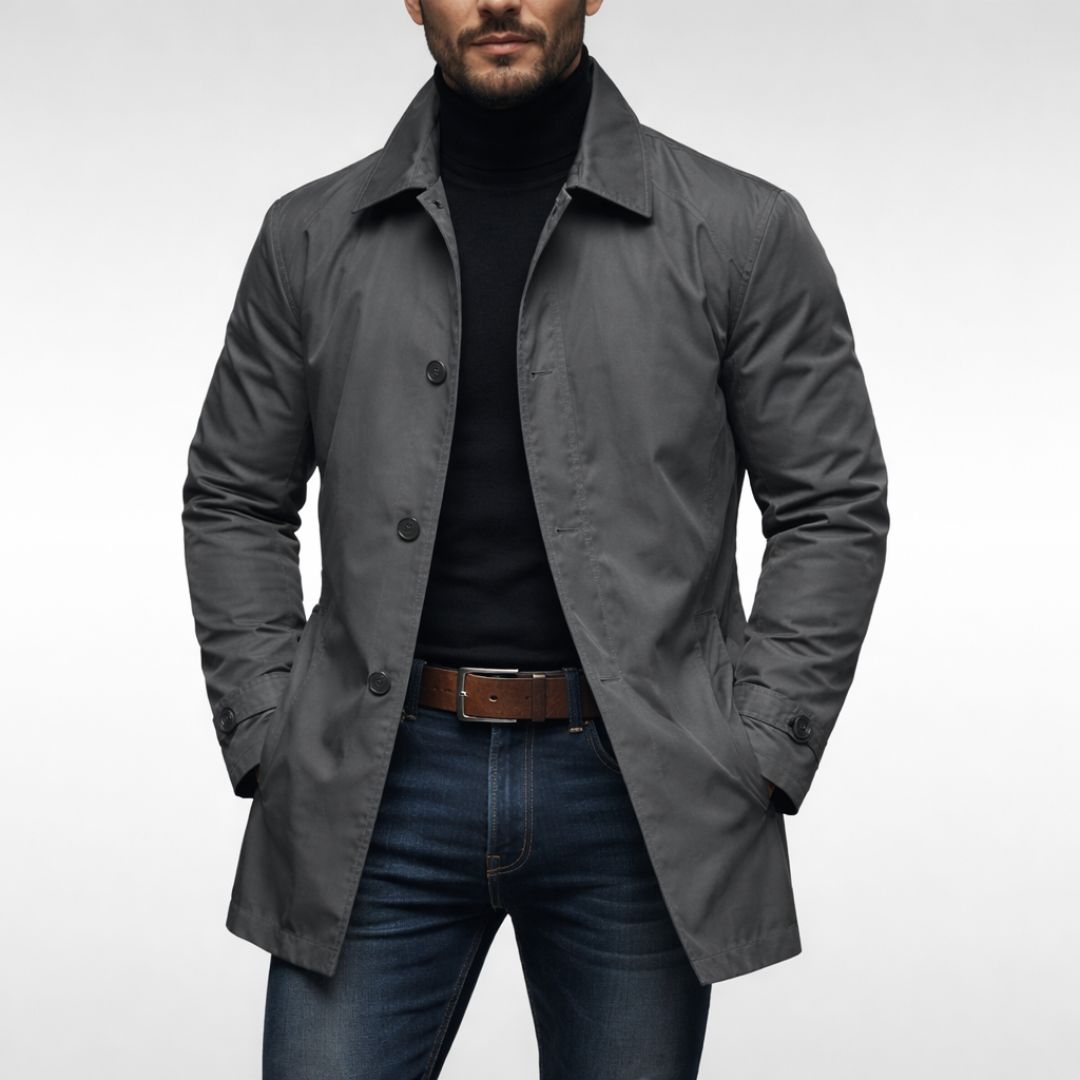 Men's Coat With Collar And Button Closure | Lightweight Transitional Coat