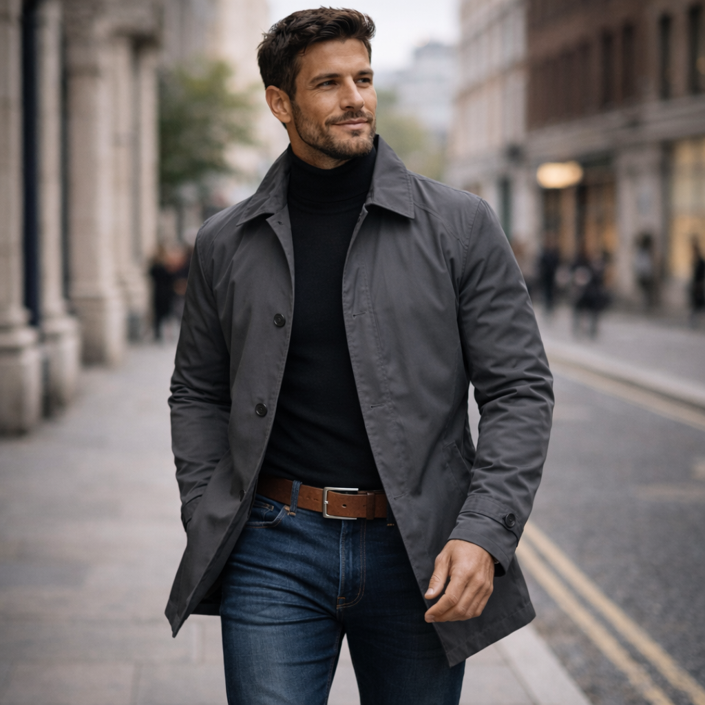Men's Coat With Collar And Button Closure | Lightweight Transitional Coat