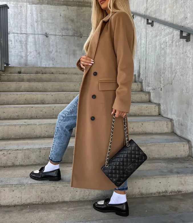 Tijdloze Double-Breasted Damesjas | Gestructureerde Jas Met Revers