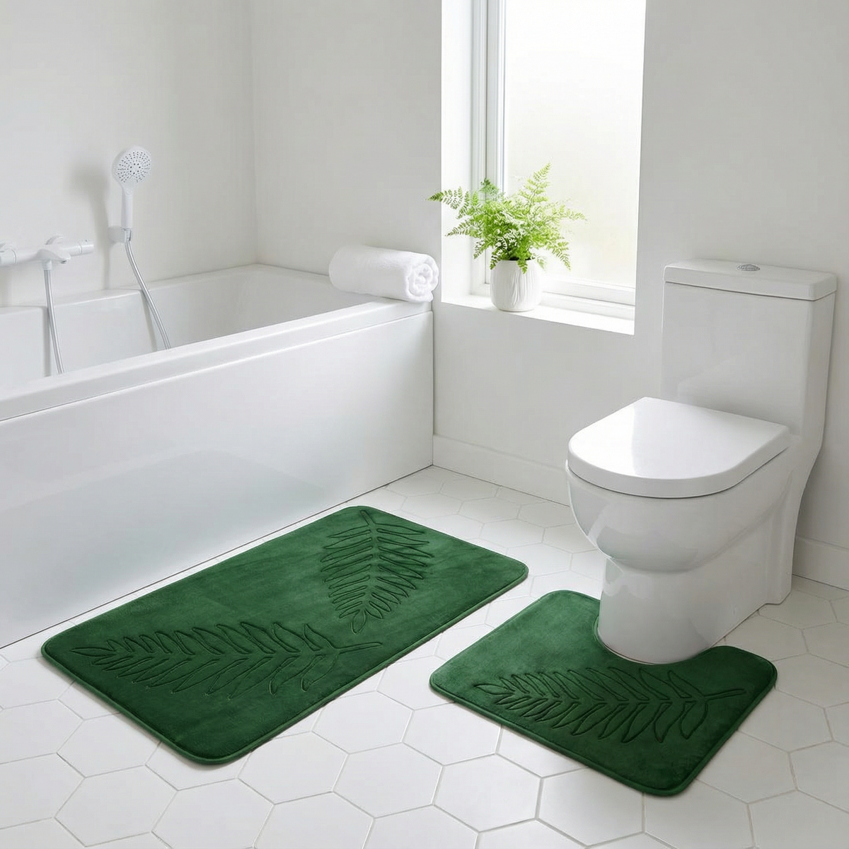 Nordic Leaf Badmatset | Scandinavisch Bladmotief 2-Delige Set